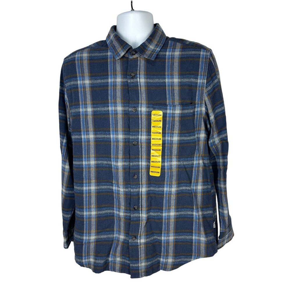 Eddie Bauer Mens Medium Insignia Blue Canyon Plaid Flannel Shirt